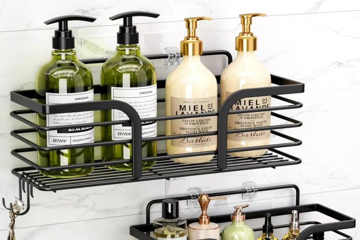 Shower Caddy, Adhesive Shower Organizer with Soap Dish