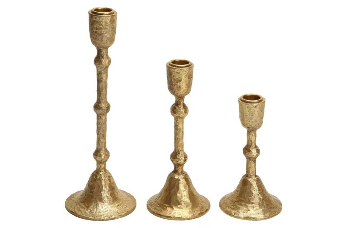 NIKKY HOME Gold Taper Candle Holders Set of 3, Vintage