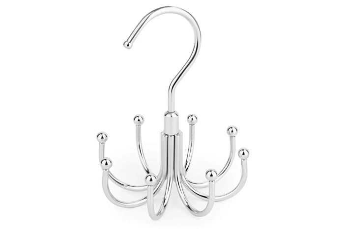 Amazon ZEDODIER Rotatable Belt Rack, Closet Organizer with 24 Storage Hooks for Belts, Bras, Tank Tops, Ties, Scarves, and Purses, Silver