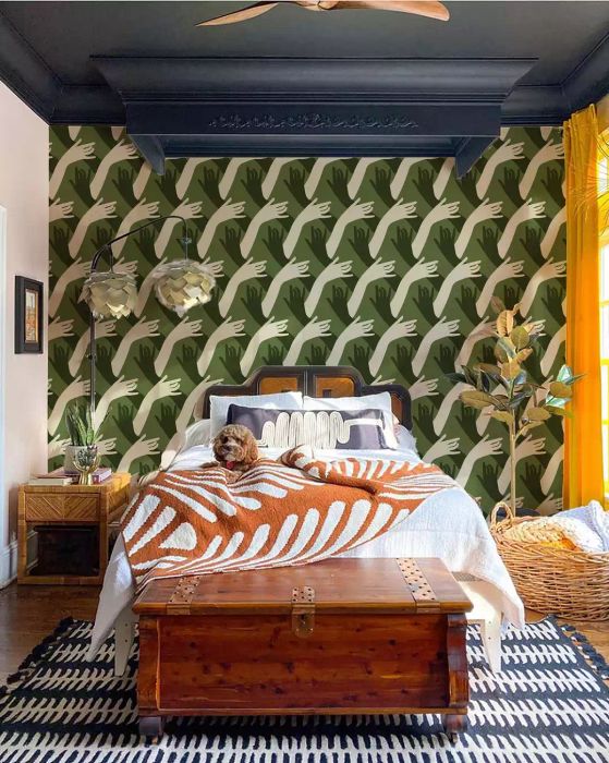 Wallpapered Feature Wall in the Bedroom