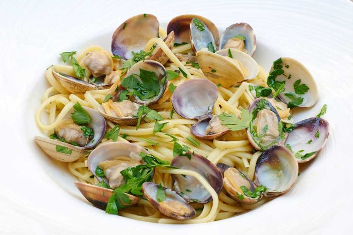 Image of linguine served with clams.