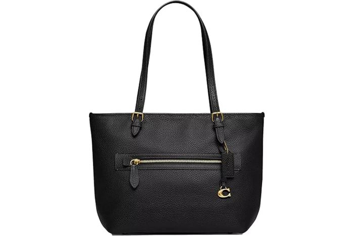 Coach Polished Pebble Leather Taylor Tote Bag in Black