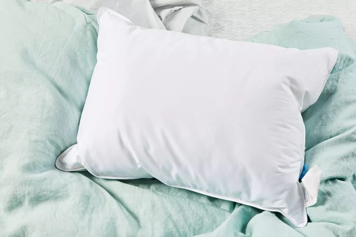 The Slumber Cloud Core Down Alternative Pillow showcased on a green blanket