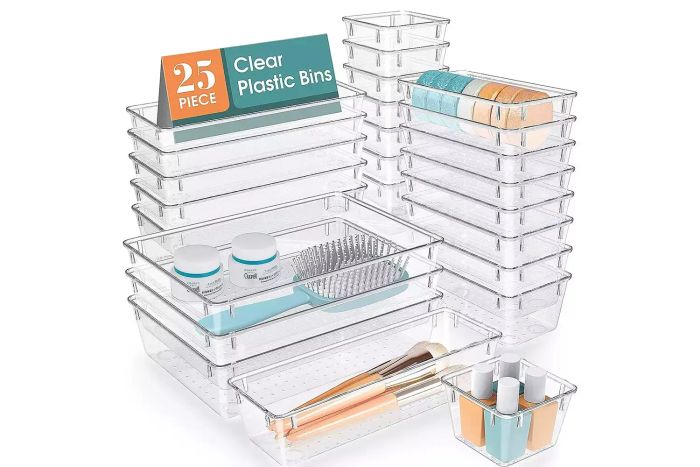 Amazon WOWBOX 25 PCS Clear Plastic Drawer Organizer Set