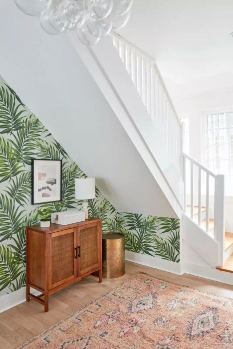 Wallpapered Staircase Nook