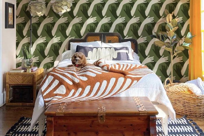 Wallpapered Feature Wall in the Bedroom