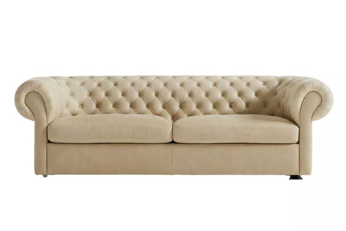 Crate & Barrel Gig Leather Chesterfield Sofa