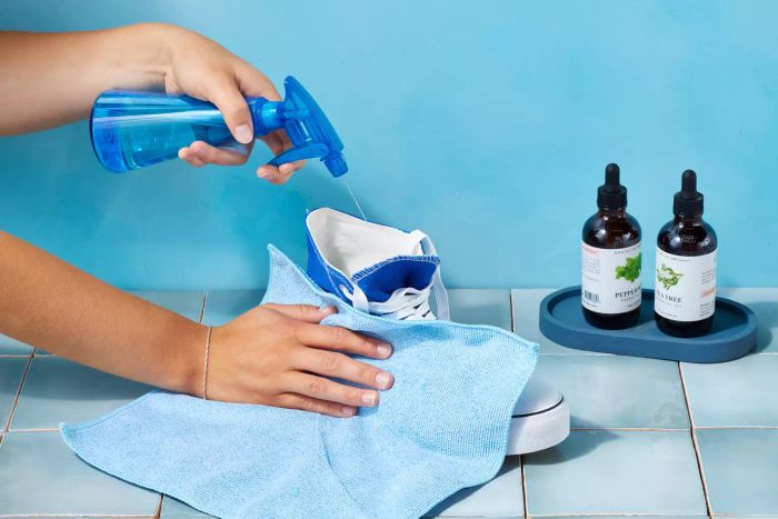 Spraying the Interior of Shoes
