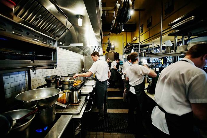 The line in a restaurant kitchen.