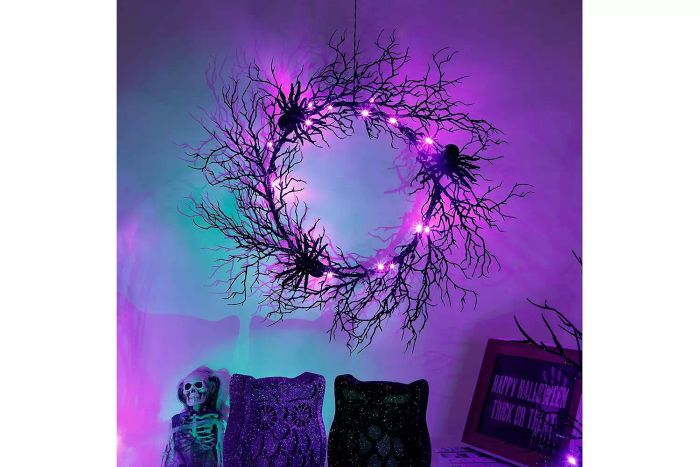 halloween purple led light wreath