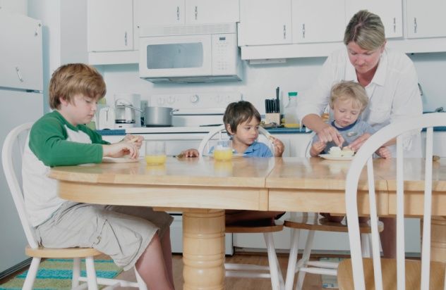 Stressed Mother with Three Kids