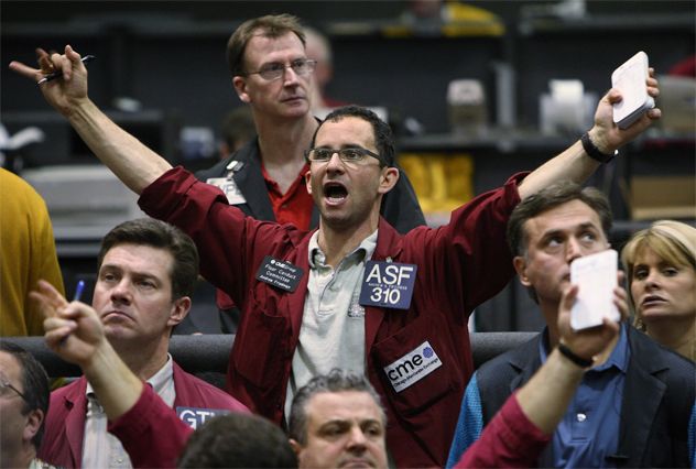 Traders on the Chicago Mercantile Exchange Respond to Global Market Decline
