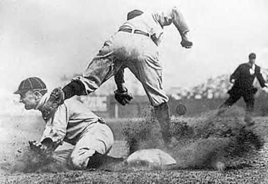 Ty-Cobb-Stealing-Third-Base-By-Charles-Martin-Conlon-July-23-1910-2
