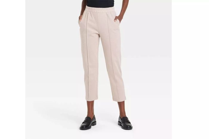 High-rise tapered ankle knit pull-on pants