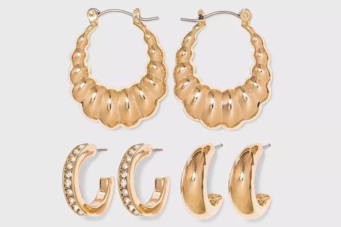 Target A New Day Multi-Texture Hoop Earring Trio