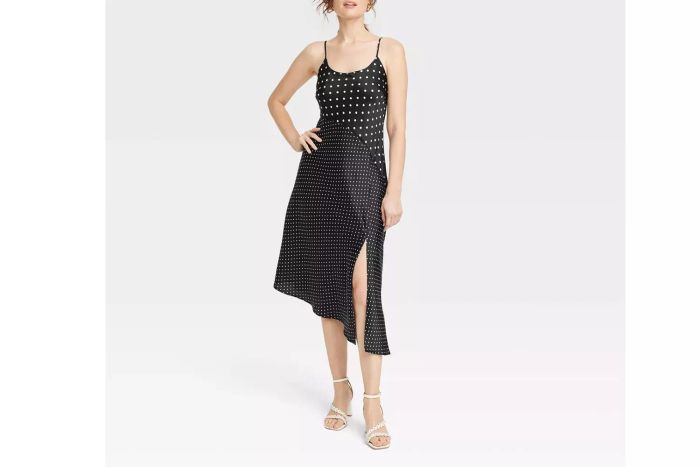 Asymmetrical midi slip dress
