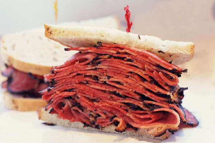 Pastrami served on rye bread