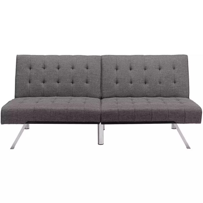 DHP Emily Convertible Futon Sofa Couch in gray