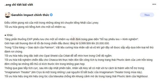 Game thủ Genshin Impact đã chính thức phá vỡ giới hạn sát thương mới trong phiên bản 5.4.