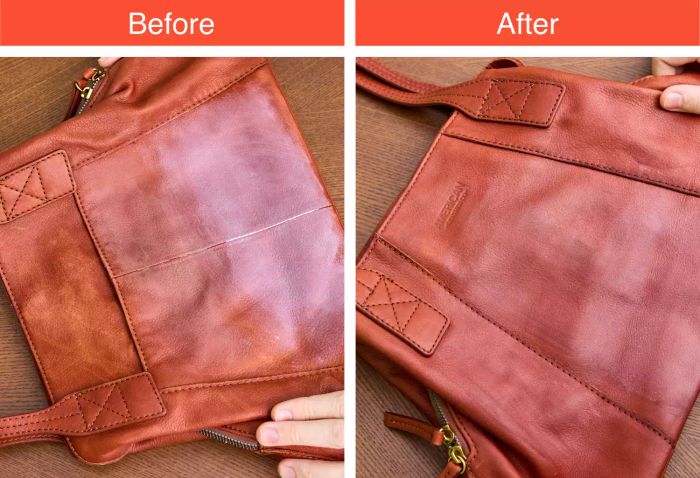 Visual proof of the transformation achieved with Leather CPR 2-in-1 Leather Cleaner & Leather Conditioner
