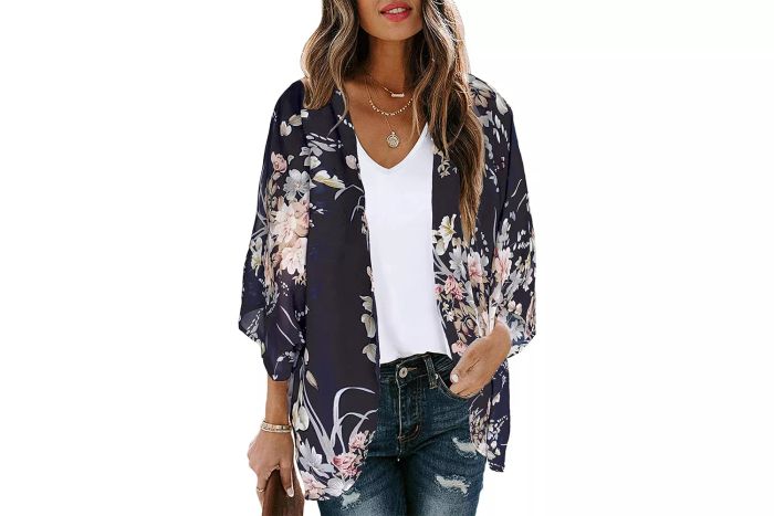 CHICGAL Floral Print Puff Sleeve Kimono