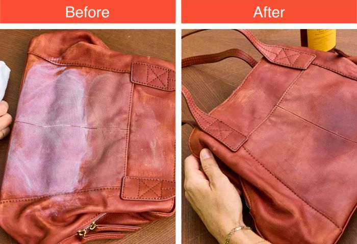 Visual proof of the transformation achieved with Leather Honey Leather Cleaner