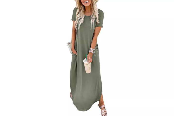 ANRABESS Casual Loose Short Sleeve Long T-Shirt Dress