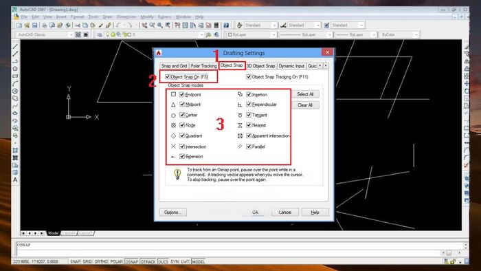 lệnh bắt điểm trong cad