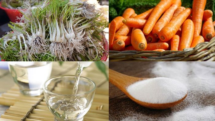 Các nguyên liệu để làm củ kiệu muối