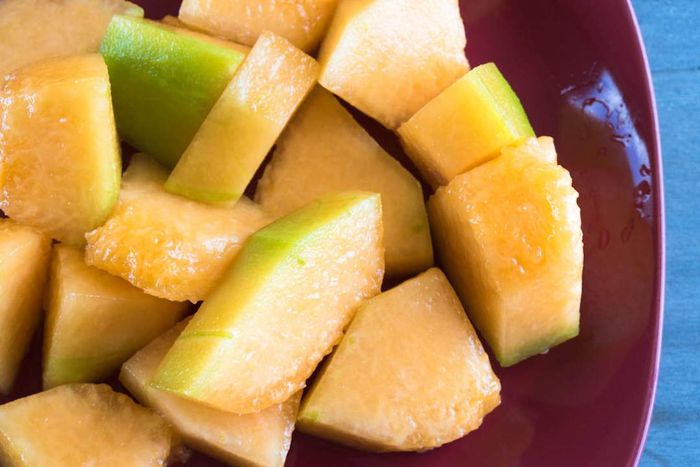 Close-up image of cantaloupe slices