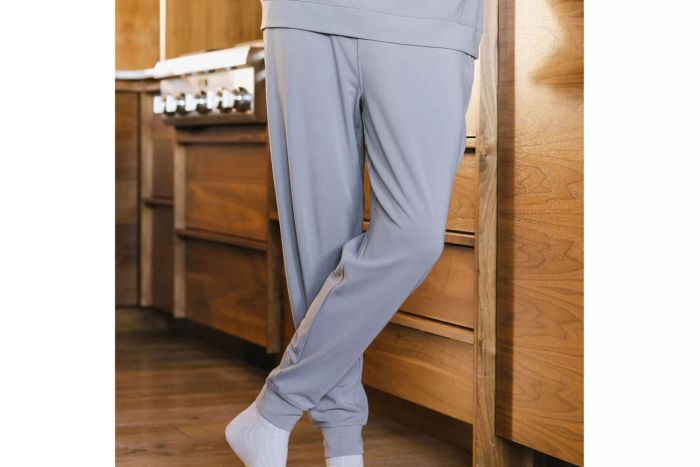 A person wearing Cozy Earth Ultra-Soft Bamboo Jogger Sweatpants