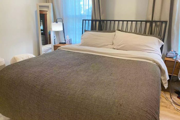 Bed dressed with the Lands’ End Comfy Super Soft Cotton Flannel Sheet Set