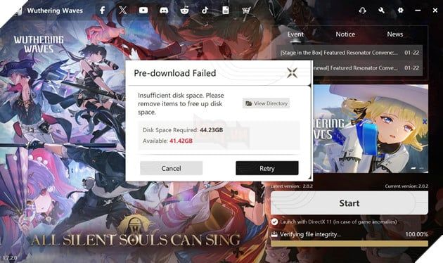 Người chơi Wuthering Waves hoang mang trước dung lượng cập nhật vượt ngưỡng 40GB