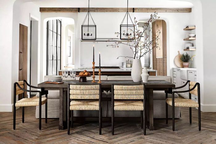 Crate & Barrel Eastham Brushed Charcoal Oak Wood Extendable Dining Table