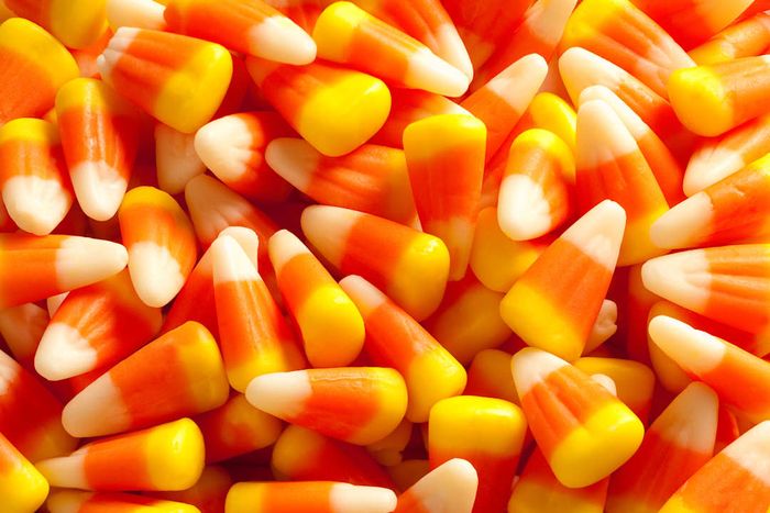 A close-up view of candy corn