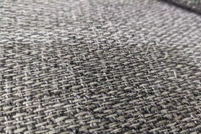 A detailed view of the fabric texture on the Crate & Barrel Lounge Couch
