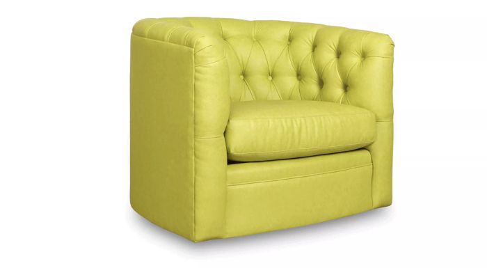 Chartreuse green barrel chair