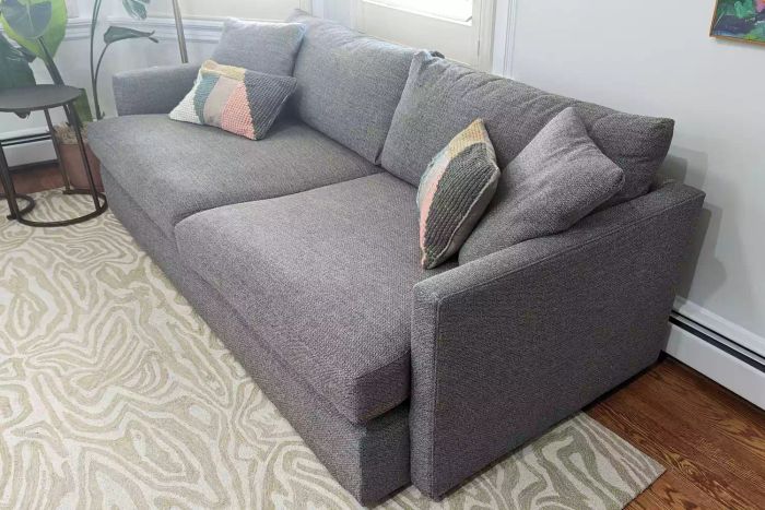 The Crate & Barrel Lounge Couch showcased in a stylish living room setting