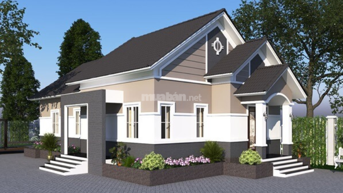 Thiết kế nhà vườn 1 tầng với 2 mặt tiền ấn tượng