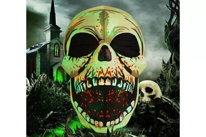 GOOSH 4 FT Halloween Inflatable Skull for Outdoors
