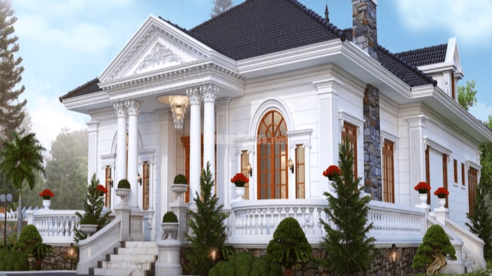 Mẫu nhà vườn 1 tầng mái thái phong cách sang trọng