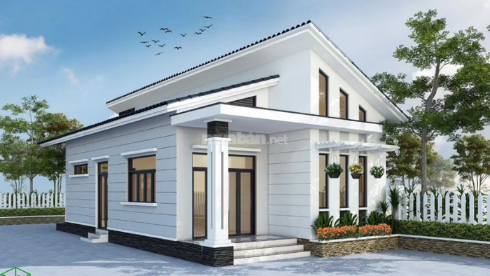 Thiết kế nhà vườn 1 tầng với mái xéo ấn tượng và khác biệt