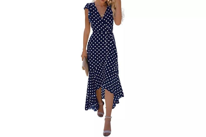 GRECERELLE Boho Floral Print V-Neck Faux Wrap Maxi Dress
