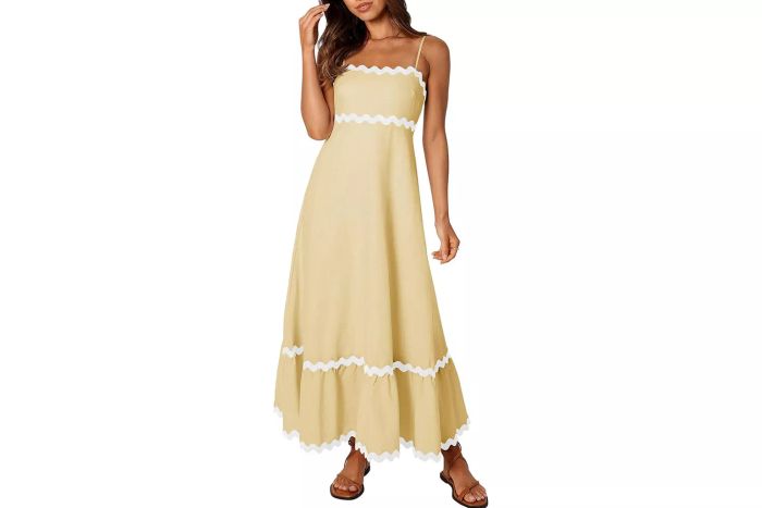 ZESICA Spaghetti Straps Sleeveless Midi Dress