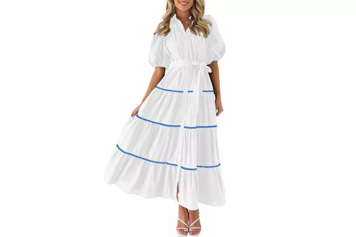 PRETTYGARDEN Button Down Shirt Dress