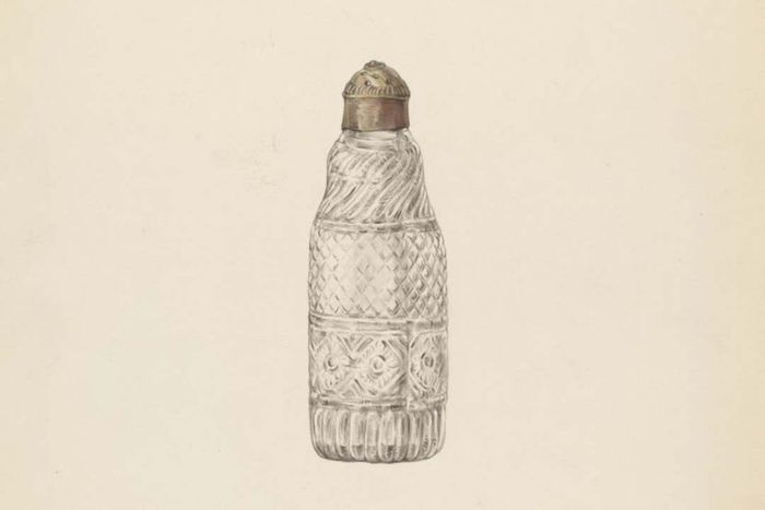An antique depiction of a salt shaker.