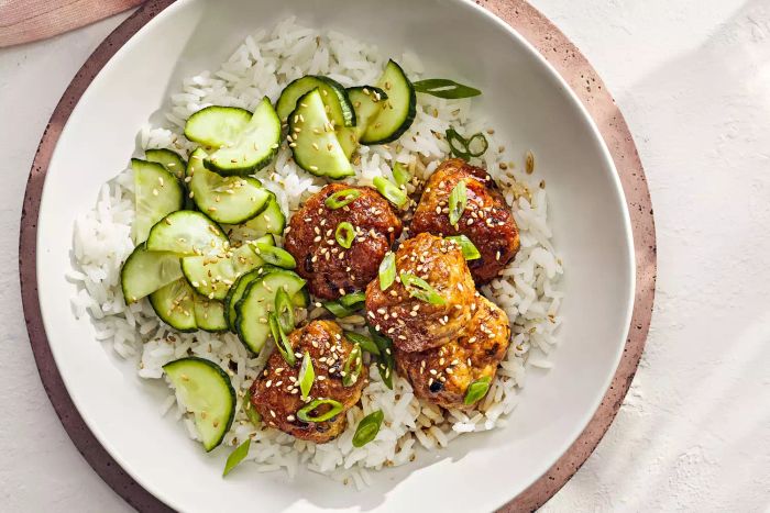 Chicken Meatballs With Quick-Pickled Cucumbers