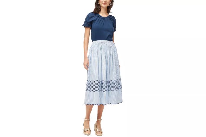 J.Crew Factory Embroidered midi skirt