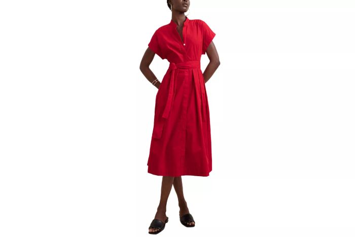 Banana Republic Factory Poplin Tie-Waist Midi Dress