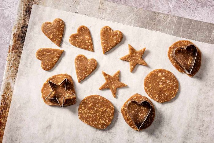 Danish brunkager cookies in various festive shapes.